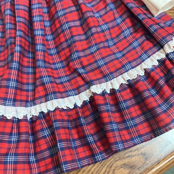 Polyflinders Vintage Baby Collar Classic Dress Girls Size 5 Kids Red Plaid - Picture 5 of 7